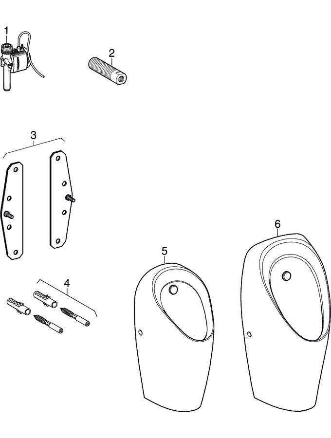 Renovation sets for pneumatic urinal flush control, actuator plate 13 x 13 cm, for installation element, screwed inlet patlamış parça şeması